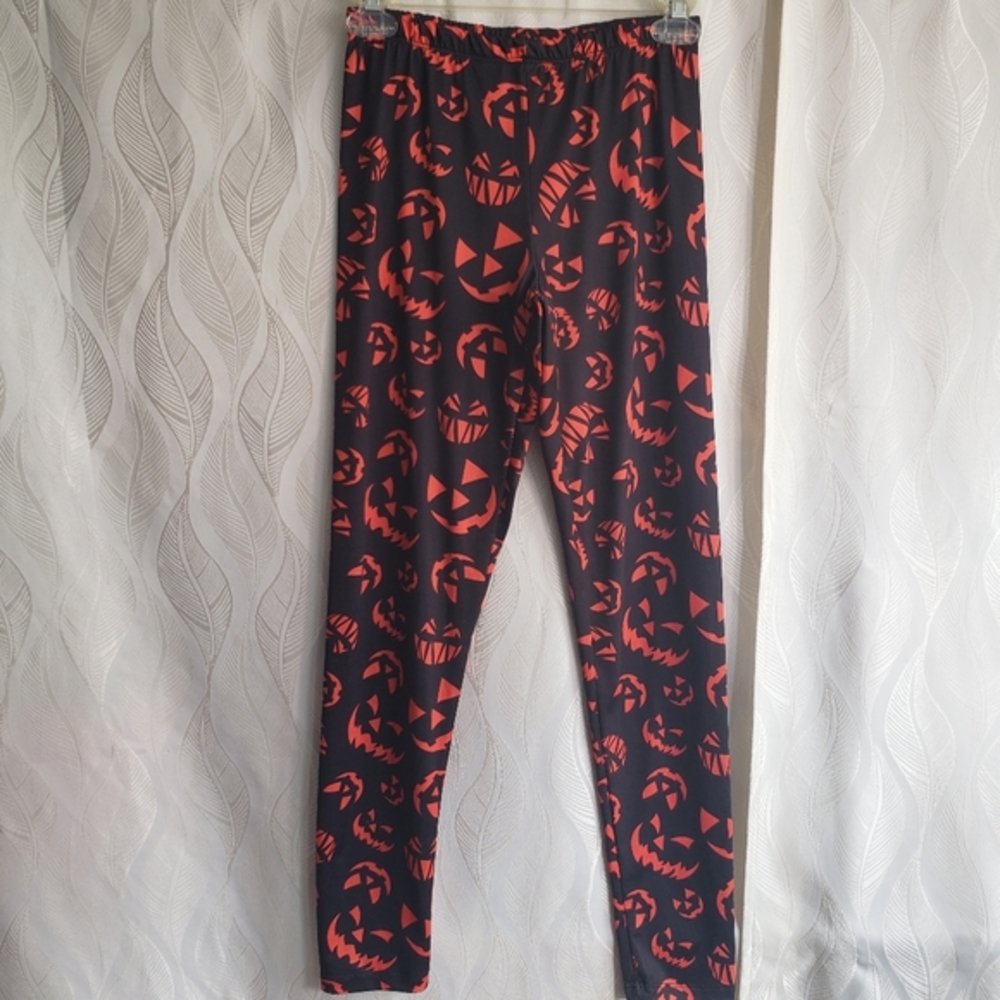 Halloween Spooky Pumpkin Printed Jack-O-Lantern Leggings